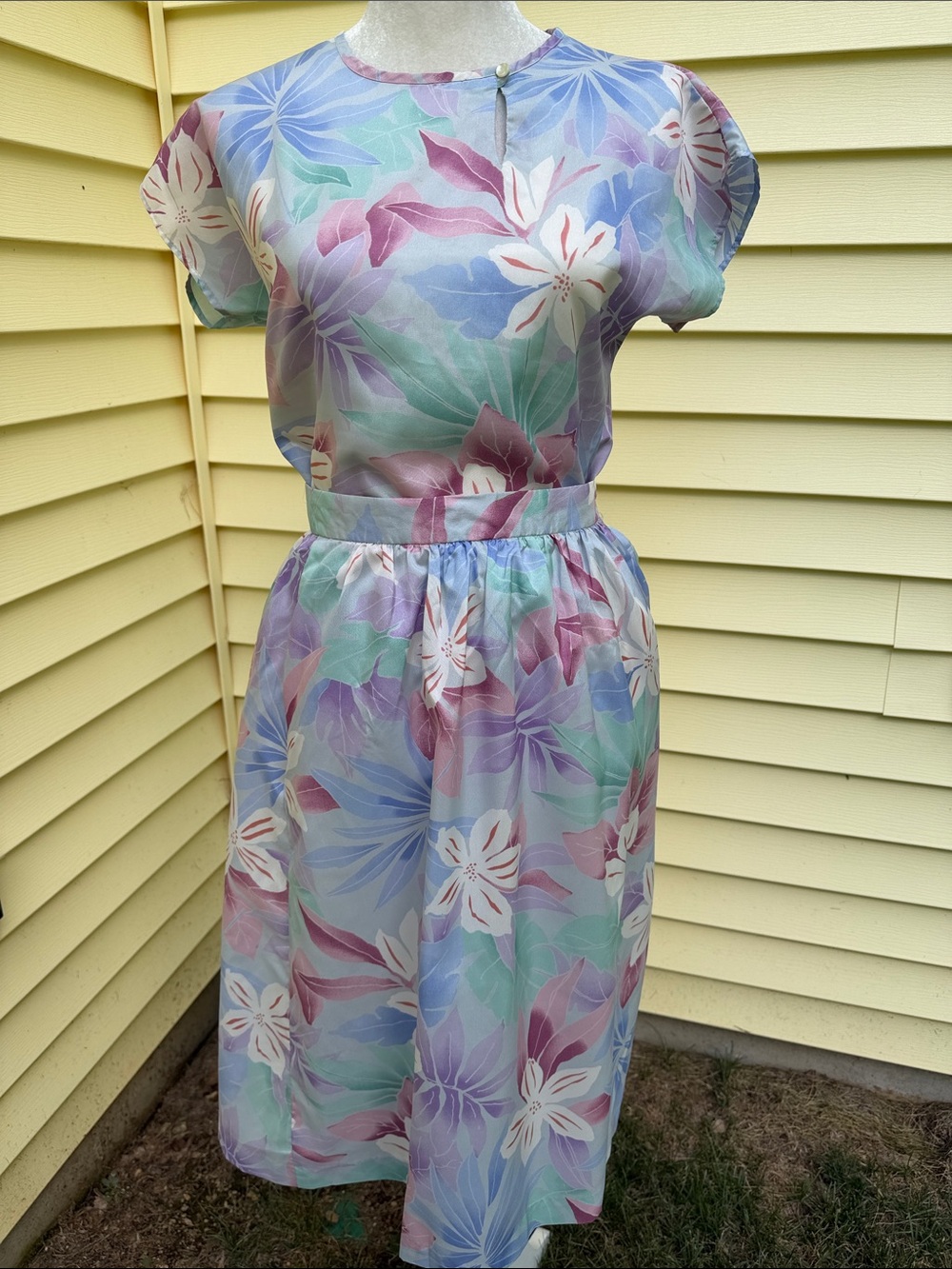 Pastel Floral Top and Skirt - Lavender Multi